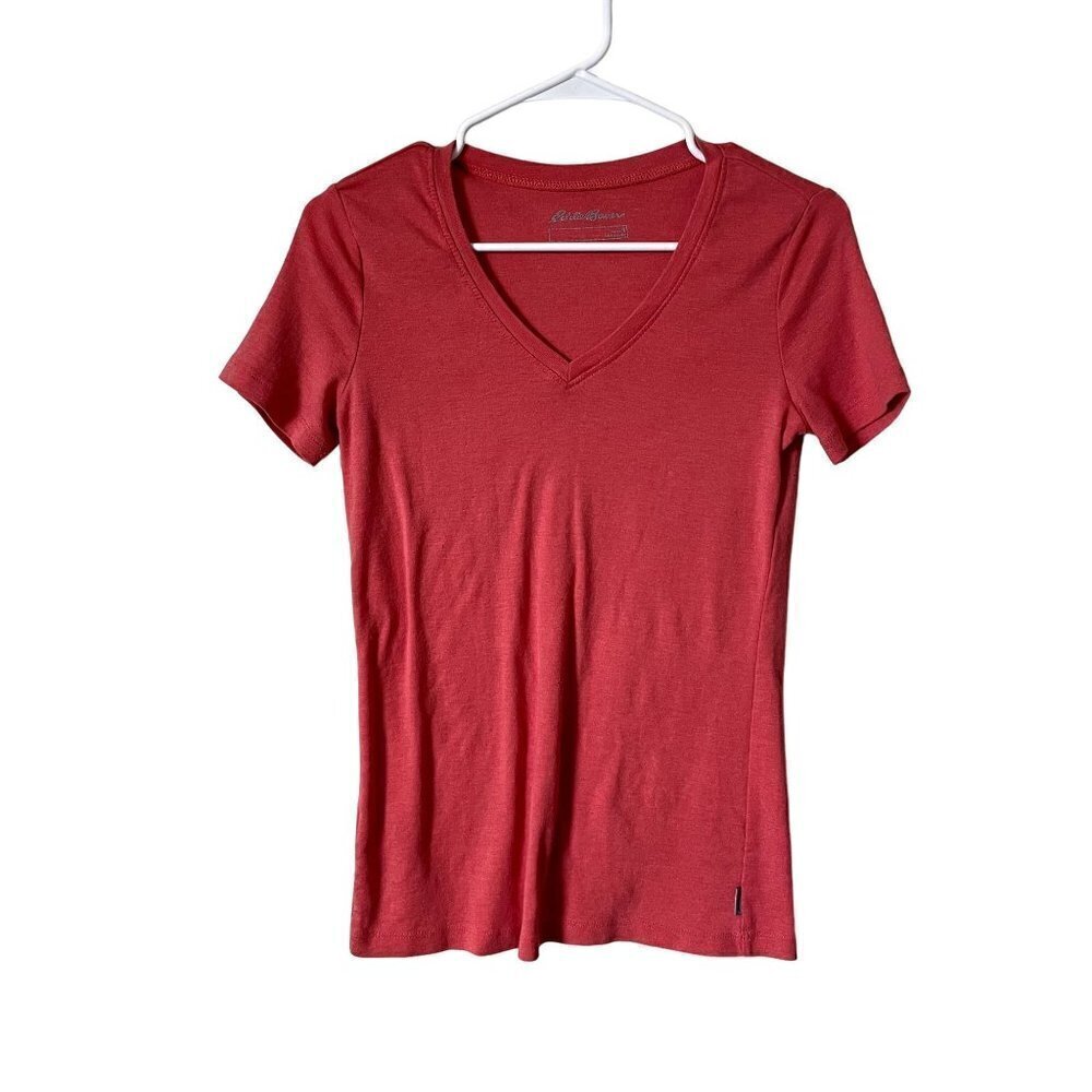 Eddie Bauer classic casual orange vneck short sleeved summer top